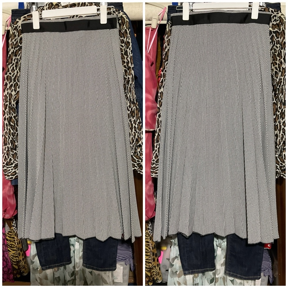 Mango Gingham Pleated Midi Skirt Size Medium - Picture 2 of 5